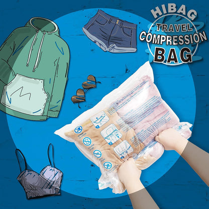 Compression Bags for Travel Essentials, Roll Up Bags No Vacuum Needed | for Cruise Flight, Extra Thick, Luggage Size Carry-on Suitcase Backpack, Waterproof