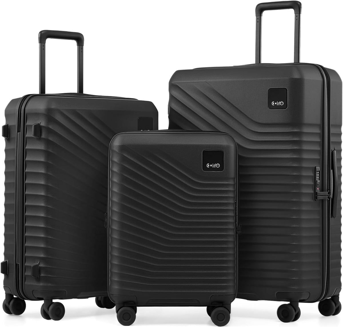 Carry On Luggage Expandable Hardside Upgrade PC Durable Lightweight Travel Suitcases with Dual Spinner Wheels & TSA Lock (Black, Carry-On 20-Inch)