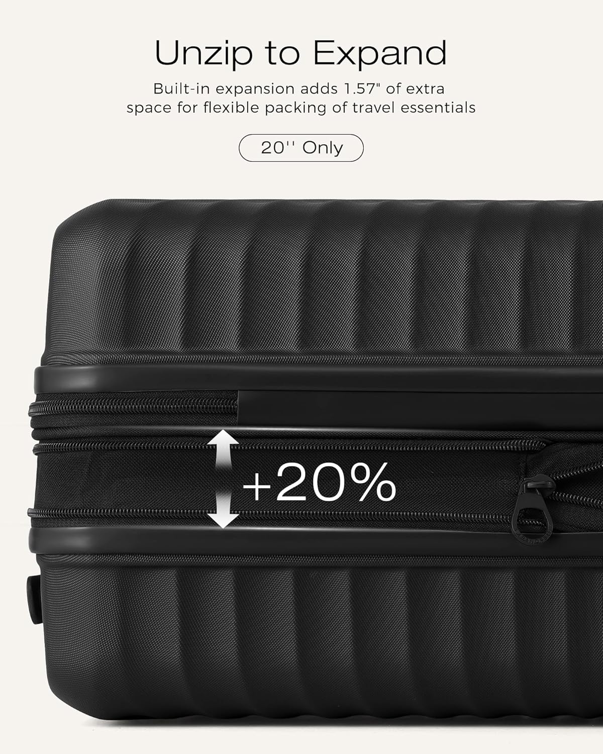 Carry On Luggage Expandable Hardside Upgrade PC Durable Lightweight Travel Suitcases with Dual Spinner Wheels & TSA Lock (Black, Carry-On 20-Inch)