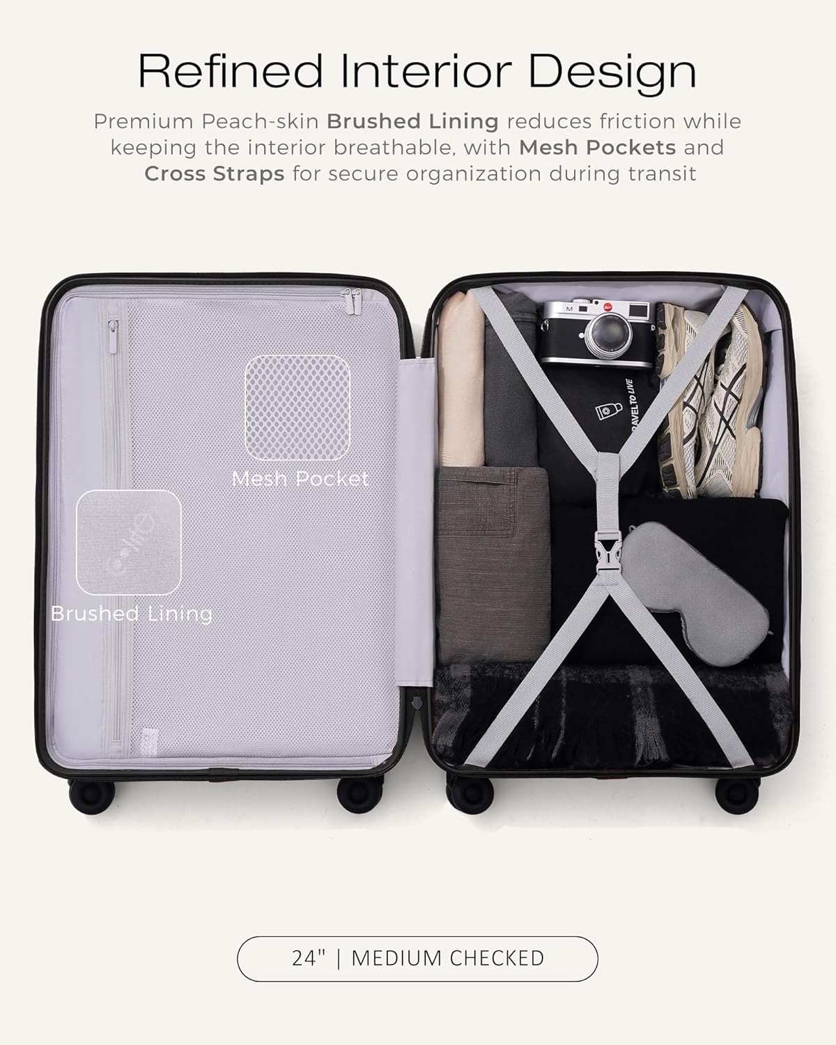 Carry On Luggage Expandable Hardside Upgrade PC Durable Lightweight Travel Suitcases with Dual Spinner Wheels & TSA Lock (Black, Carry-On 20-Inch)
