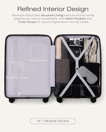 Carry On Luggage Expandable Hardside Upgrade PC Durable Lightweight Travel Suitcases with Dual Spinner Wheels & TSA Lock (Black, Carry-On 20-Inch)