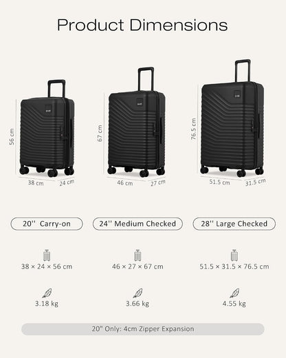 Carry On Luggage Expandable Hardside Upgrade PC Durable Lightweight Travel Suitcases with Dual Spinner Wheels & TSA Lock (Black, Carry-On 20-Inch)