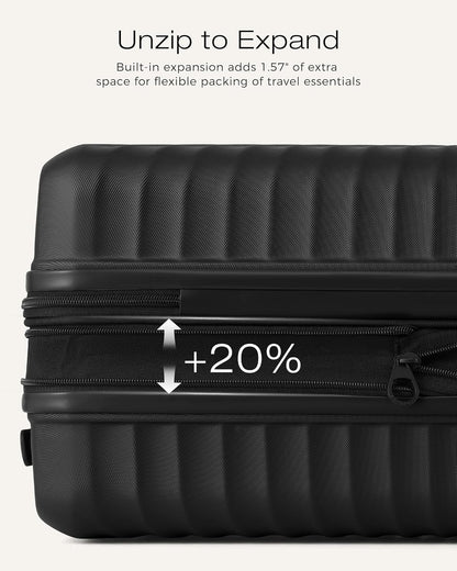 Carry On Luggage Expandable Hardside Upgrade PC Durable Lightweight Travel Suitcases with Dual Spinner Wheels & TSA Lock (Black, Carry-On 20-Inch)