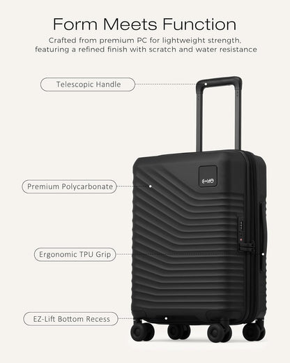 Carry On Luggage Expandable Hardside Upgrade PC Durable Lightweight Travel Suitcases with Dual Spinner Wheels & TSA Lock (Black, Carry-On 20-Inch)