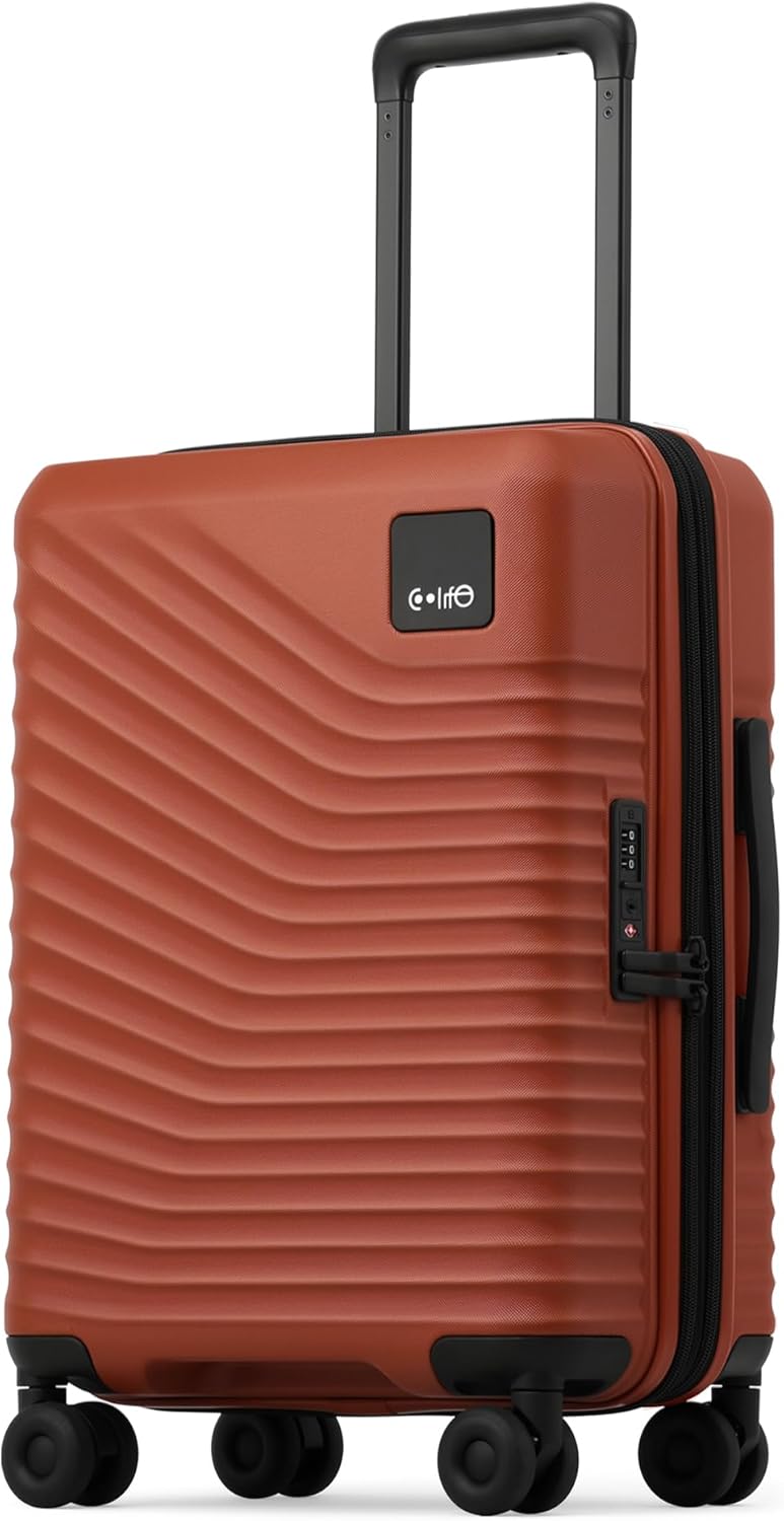 Carry On Luggage Expandable Hardside Upgrade PC Durable Lightweight Travel Suitcases with Dual Spinner Wheels & TSA Lock (Black, Carry-On 20-Inch)