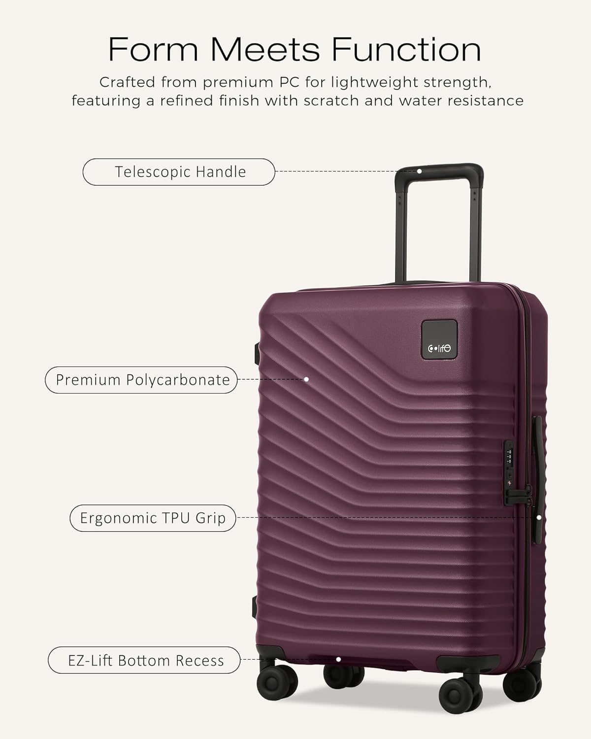 Carry On Luggage Expandable Hardside Upgrade PC Durable Lightweight Travel Suitcases with Dual Spinner Wheels & TSA Lock (Black, Carry-On 20-Inch)