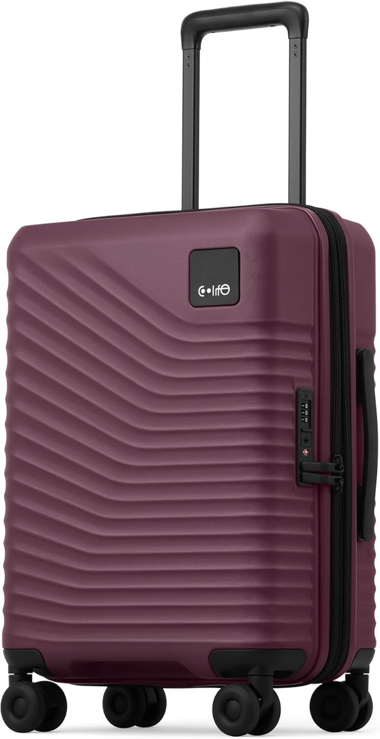 Carry On Luggage Expandable Hardside Upgrade PC Durable Lightweight Travel Suitcases with Dual Spinner Wheels & TSA Lock (Black, Carry-On 20-Inch)