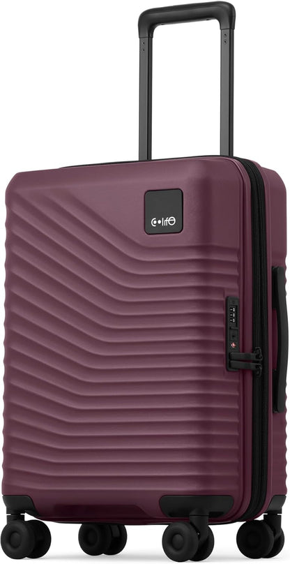 Carry On Luggage Expandable Hardside Upgrade PC Durable Lightweight Travel Suitcases with Dual Spinner Wheels & TSA Lock (Black, Carry-On 20-Inch)