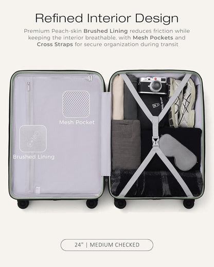 Carry On Luggage Expandable Hardside Upgrade PC Durable Lightweight Travel Suitcases with Dual Spinner Wheels & TSA Lock (Black, Carry-On 20-Inch)