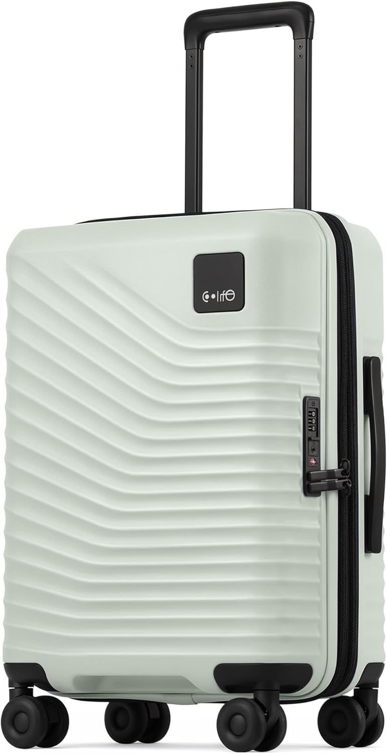 Carry On Luggage Expandable Hardside Upgrade PC Durable Lightweight Travel Suitcases with Dual Spinner Wheels & TSA Lock (Black, Carry-On 20-Inch)