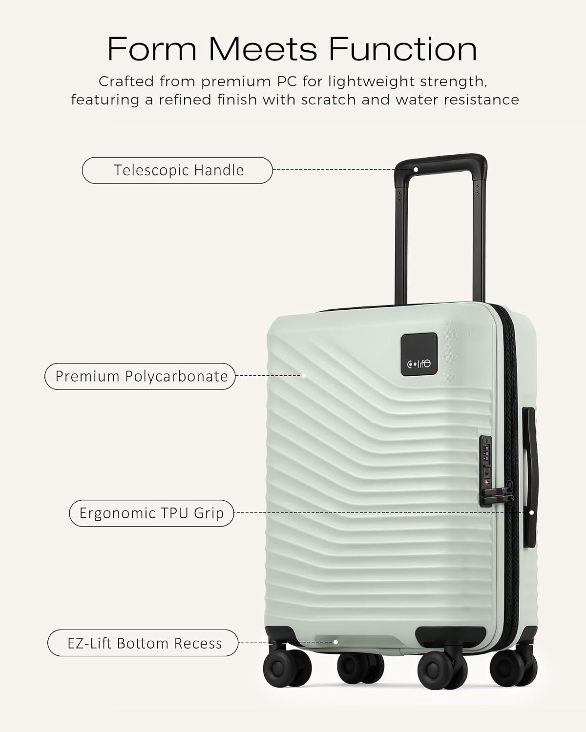 Carry On Luggage Expandable Hardside Upgrade PC Durable Lightweight Travel Suitcases with Dual Spinner Wheels & TSA Lock (Black, Carry-On 20-Inch)