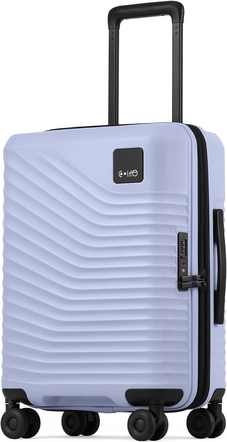 Carry On Luggage Expandable Hardside Upgrade PC Durable Lightweight Travel Suitcases with Dual Spinner Wheels & TSA Lock (Black, Carry-On 20-Inch)