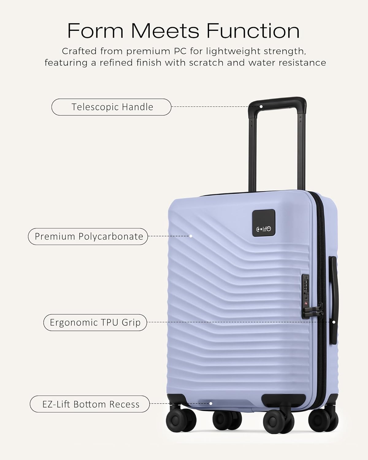 Carry On Luggage Expandable Hardside Upgrade PC Durable Lightweight Travel Suitcases with Dual Spinner Wheels & TSA Lock (Black, Carry-On 20-Inch)