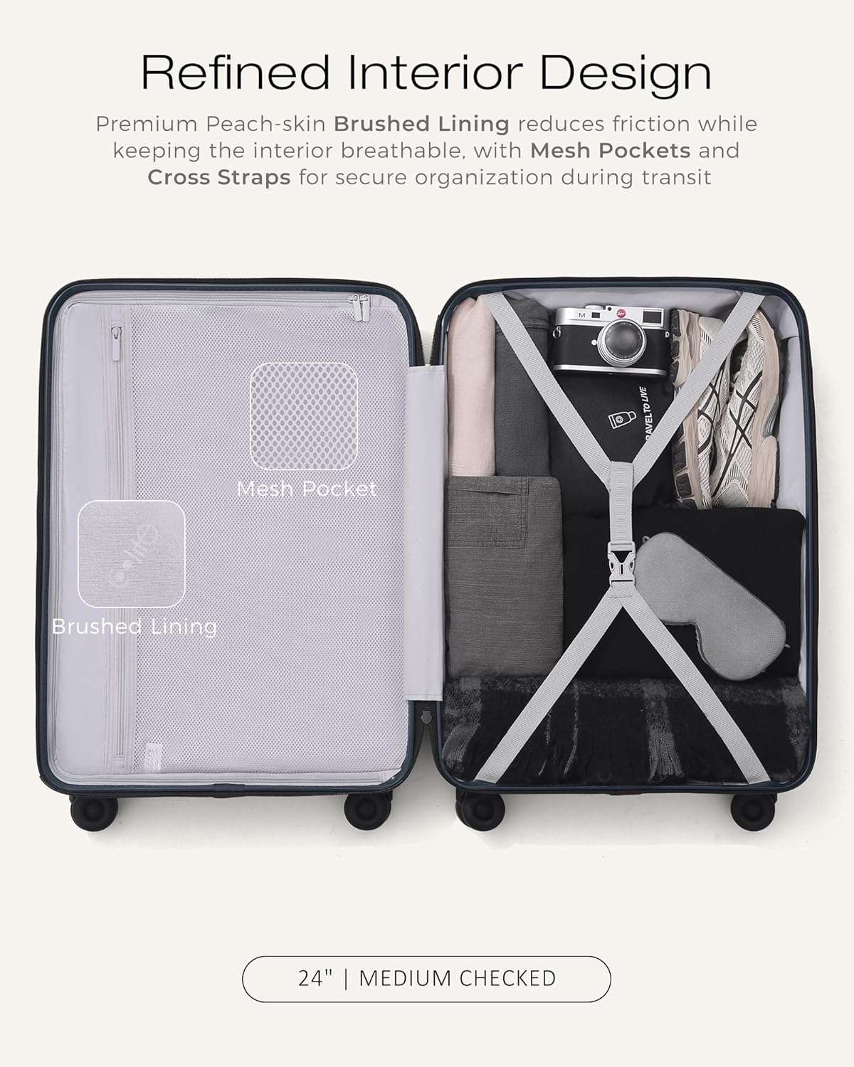 Carry On Luggage Expandable Hardside Upgrade PC Durable Lightweight Travel Suitcases with Dual Spinner Wheels & TSA Lock (Black, Carry-On 20-Inch)
