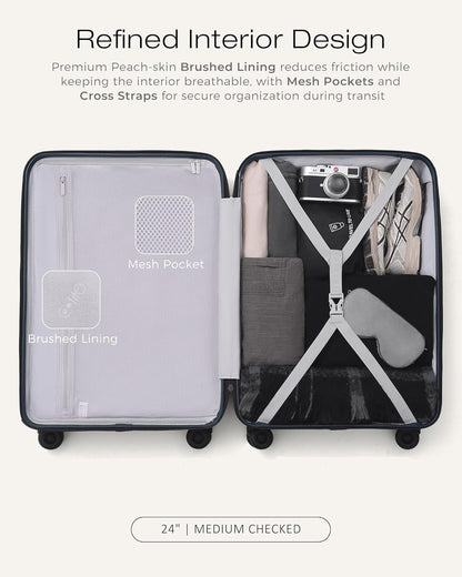 Carry On Luggage Expandable Hardside Upgrade PC Durable Lightweight Travel Suitcases with Dual Spinner Wheels & TSA Lock (Black, Carry-On 20-Inch)