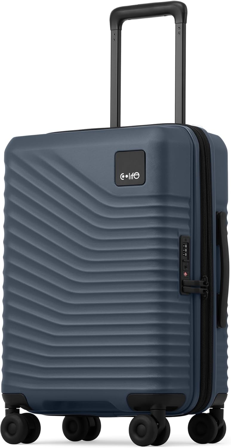 Carry On Luggage Expandable Hardside Upgrade PC Durable Lightweight Travel Suitcases with Dual Spinner Wheels & TSA Lock (Black, Carry-On 20-Inch)