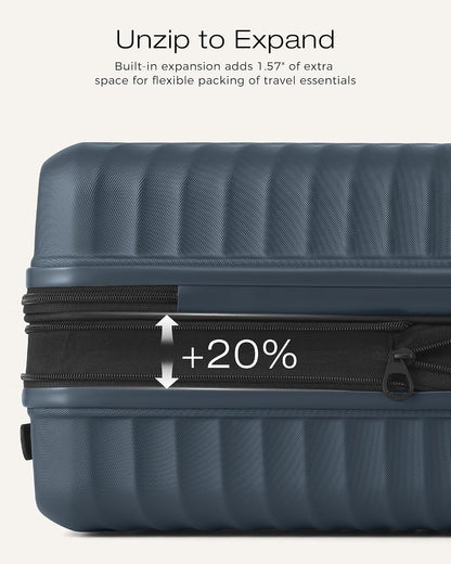 Carry On Luggage Expandable Hardside Upgrade PC Durable Lightweight Travel Suitcases with Dual Spinner Wheels & TSA Lock (Black, Carry-On 20-Inch)