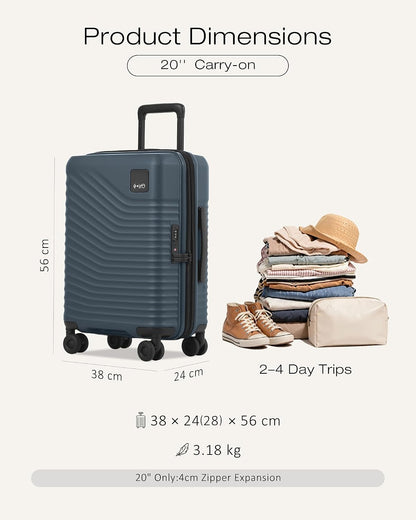 Carry On Luggage Expandable Hardside Upgrade PC Durable Lightweight Travel Suitcases with Dual Spinner Wheels & TSA Lock (Black, Carry-On 20-Inch)