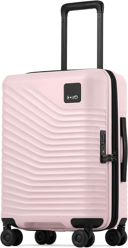 Carry On Luggage Expandable Hardside Upgrade PC Durable Lightweight Travel Suitcases with Dual Spinner Wheels & TSA Lock (Black, Carry-On 20-Inch)