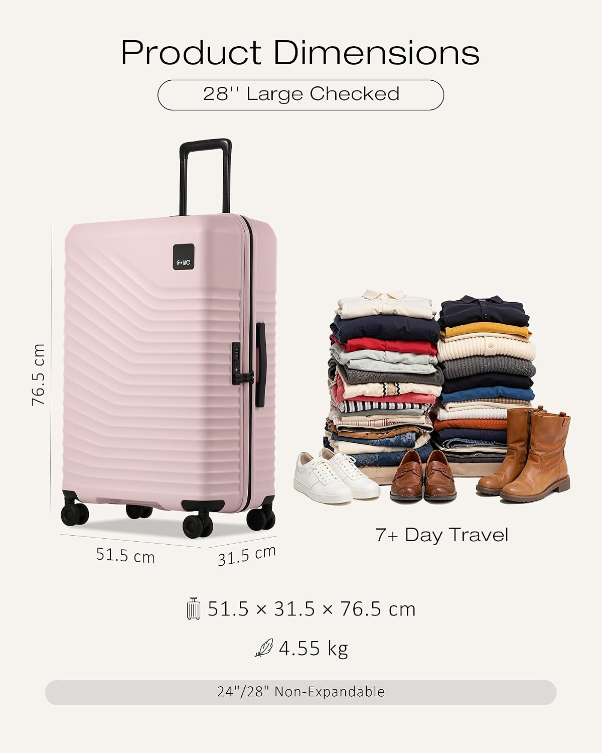 Carry On Luggage Expandable Hardside Upgrade PC Durable Lightweight Travel Suitcases with Dual Spinner Wheels & TSA Lock (Black, Carry-On 20-Inch)