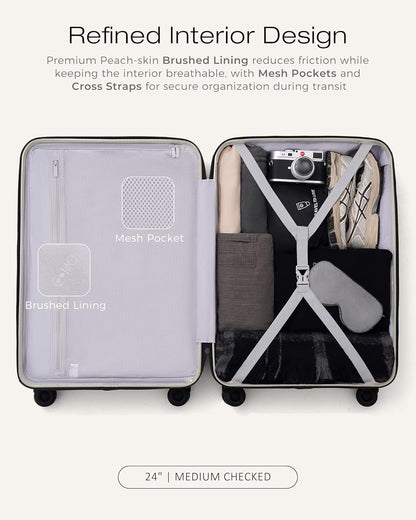 Carry On Luggage Expandable Hardside Upgrade PC Durable Lightweight Travel Suitcases with Dual Spinner Wheels & TSA Lock (Black, Carry-On 20-Inch)