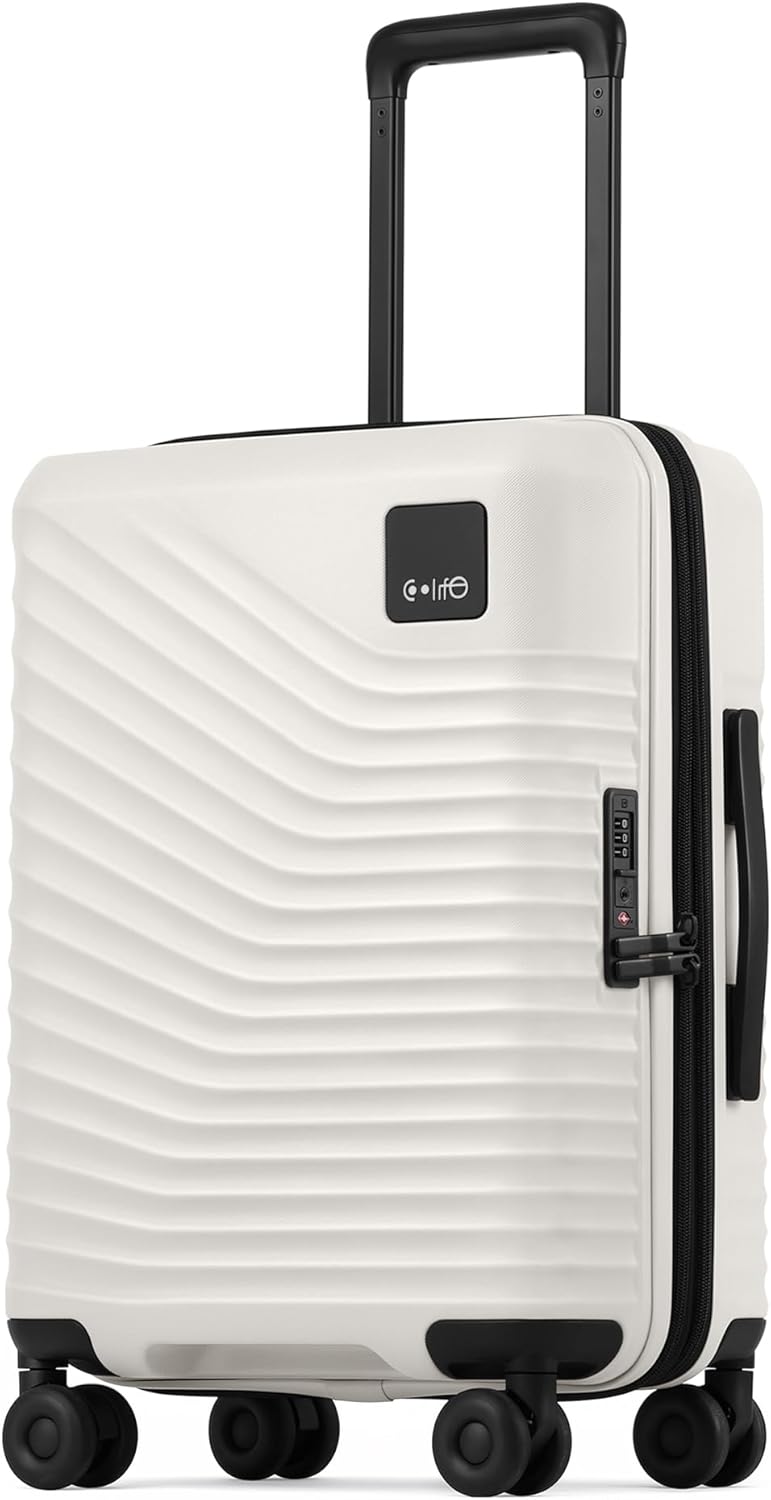 Carry On Luggage Expandable Hardside Upgrade PC Durable Lightweight Travel Suitcases with Dual Spinner Wheels & TSA Lock (Black, Carry-On 20-Inch)