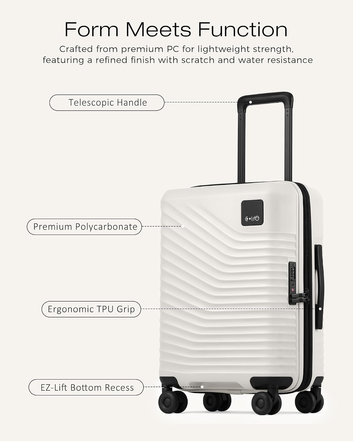 Carry On Luggage Expandable Hardside Upgrade PC Durable Lightweight Travel Suitcases with Dual Spinner Wheels & TSA Lock (Black, Carry-On 20-Inch)