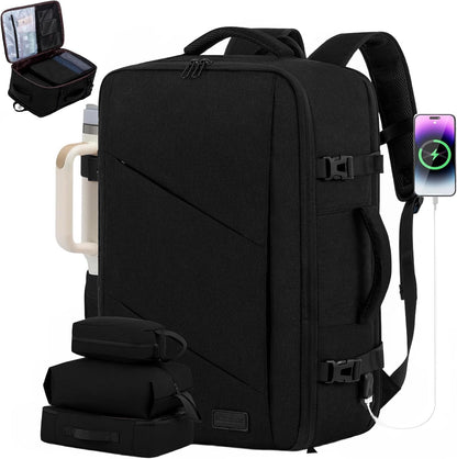 Travel Carry on Backpack for Men Women,Expandable 40L Extra Large Travel Laptop Backpack,Water Resistant Durable TSA Airline Approved Business College Carry on Bag Fit 17 Inch Computer,3 Pcs