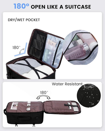 Travel Carry on Backpack for Men Women,Expandable 40L Extra Large Travel Laptop Backpack,Water Resistant Durable TSA Airline Approved Business College Carry on Bag Fit 17 Inch Computer,3 Pcs