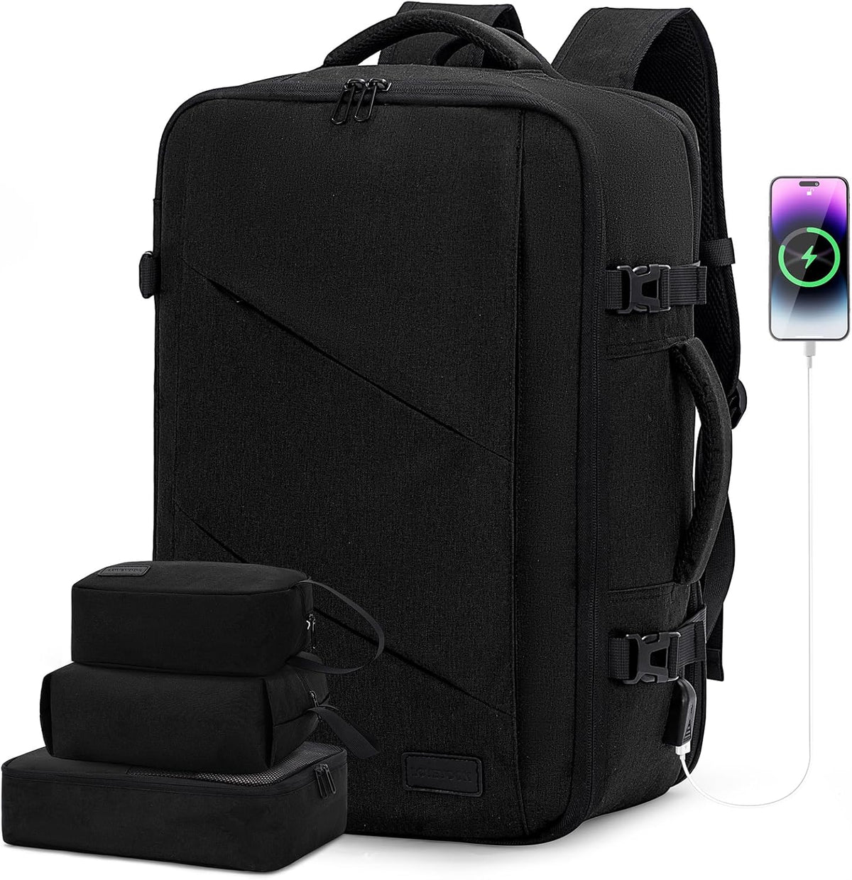 Travel Carry on Backpack for Men Women,Expandable 40L Extra Large Travel Laptop Backpack,Water Resistant Durable TSA Airline Approved Business College Carry on Bag Fit 17 Inch Computer,3 Pcs