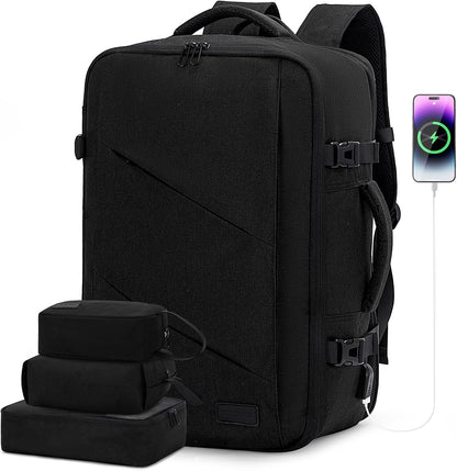Travel Carry on Backpack for Men Women,Expandable 40L Extra Large Travel Laptop Backpack,Water Resistant Durable TSA Airline Approved Business College Carry on Bag Fit 17 Inch Computer,3 Pcs
