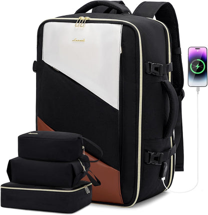 Travel Carry on Backpack for Men Women,Expandable 40L Extra Large Travel Laptop Backpack,Water Resistant Durable TSA Airline Approved Business College Carry on Bag Fit 17 Inch Computer,3 Pcs
