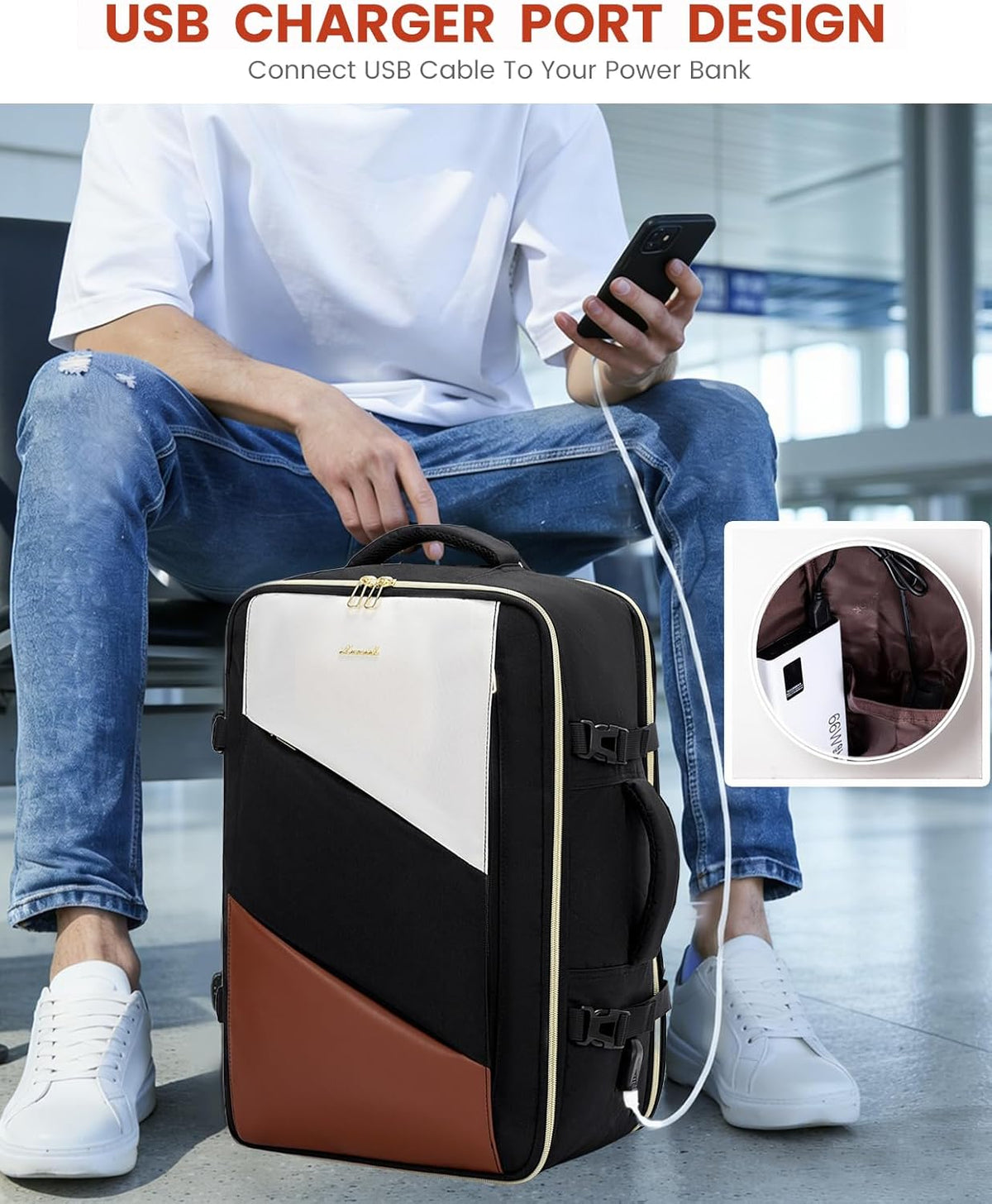 Travel Carry on Backpack for Men Women,Expandable 40L Extra Large Travel Laptop Backpack,Water Resistant Durable TSA Airline Approved Business College Carry on Bag Fit 17 Inch Computer,3 Pcs