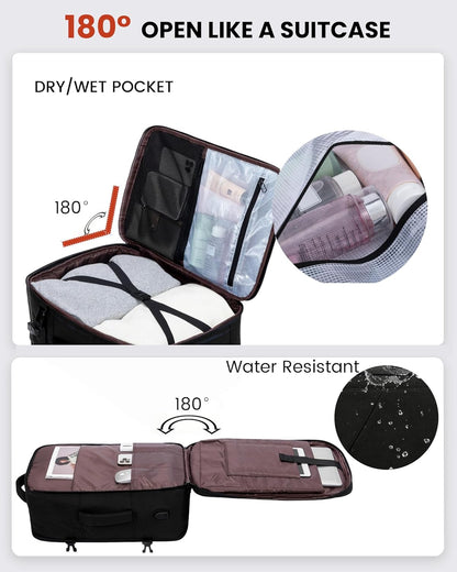 Travel Carry on Backpack for Men Women,Expandable 40L Extra Large Travel Laptop Backpack,Water Resistant Durable TSA Airline Approved Business College Carry on Bag Fit 17 Inch Computer,3 Pcs