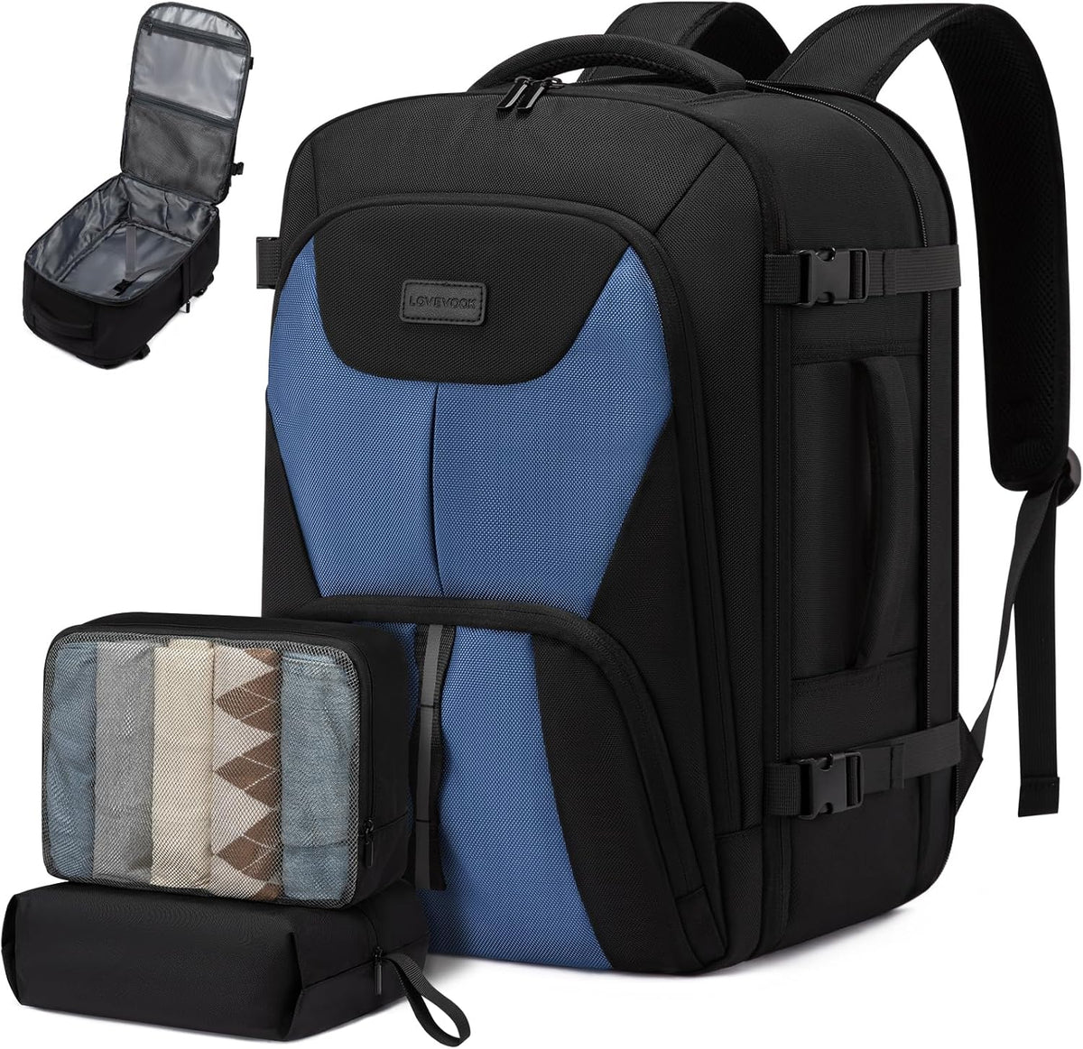 Travel Carry on Backpack for Men Women,Expandable 40L Extra Large Travel Laptop Backpack,Water Resistant Durable TSA Airline Approved Business College Carry on Bag Fit 17 Inch Computer,3 Pcs
