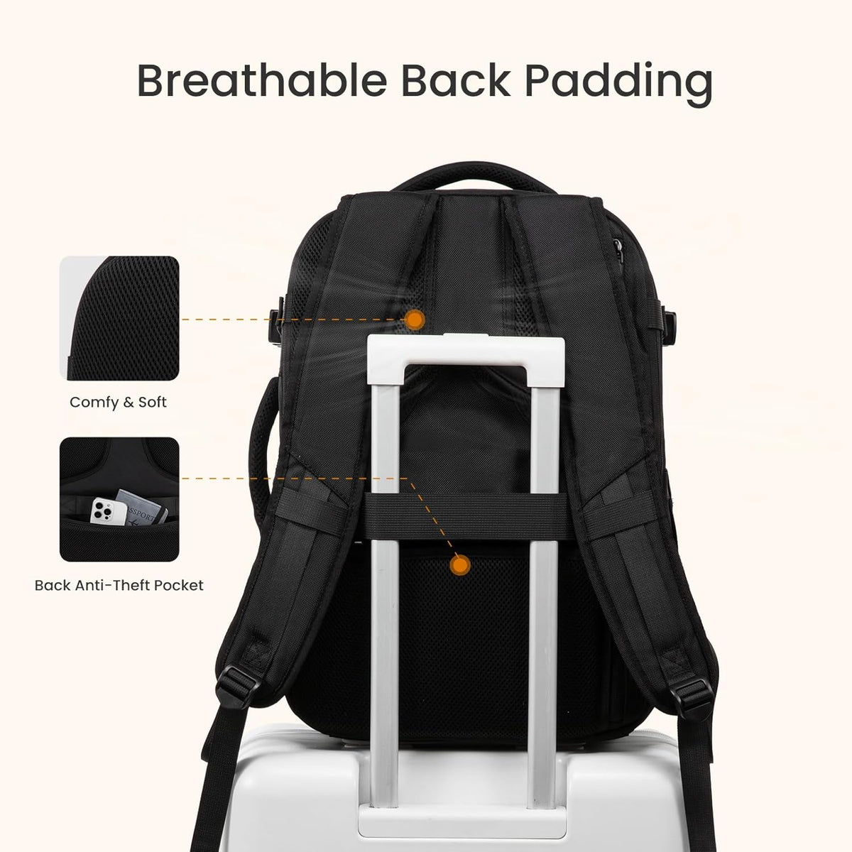 Travel Carry on Backpack for Men Women,Expandable 40L Extra Large Travel Laptop Backpack,Water Resistant Durable TSA Airline Approved Business College Carry on Bag Fit 17 Inch Computer,3 Pcs