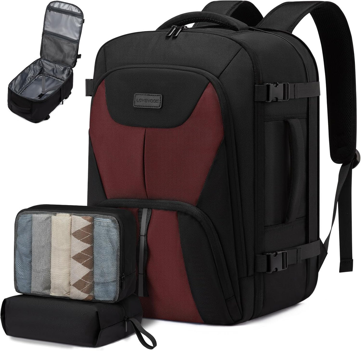Travel Carry on Backpack for Men Women,Expandable 40L Extra Large Travel Laptop Backpack,Water Resistant Durable TSA Airline Approved Business College Carry on Bag Fit 17 Inch Computer,3 Pcs