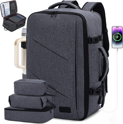 Travel Carry on Backpack for Men Women,Expandable 40L Extra Large Travel Laptop Backpack,Water Resistant Durable TSA Airline Approved Business College Carry on Bag Fit 17 Inch Computer,3 Pcs