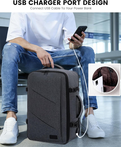 Travel Carry on Backpack for Men Women,Expandable 40L Extra Large Travel Laptop Backpack,Water Resistant Durable TSA Airline Approved Business College Carry on Bag Fit 17 Inch Computer,3 Pcs