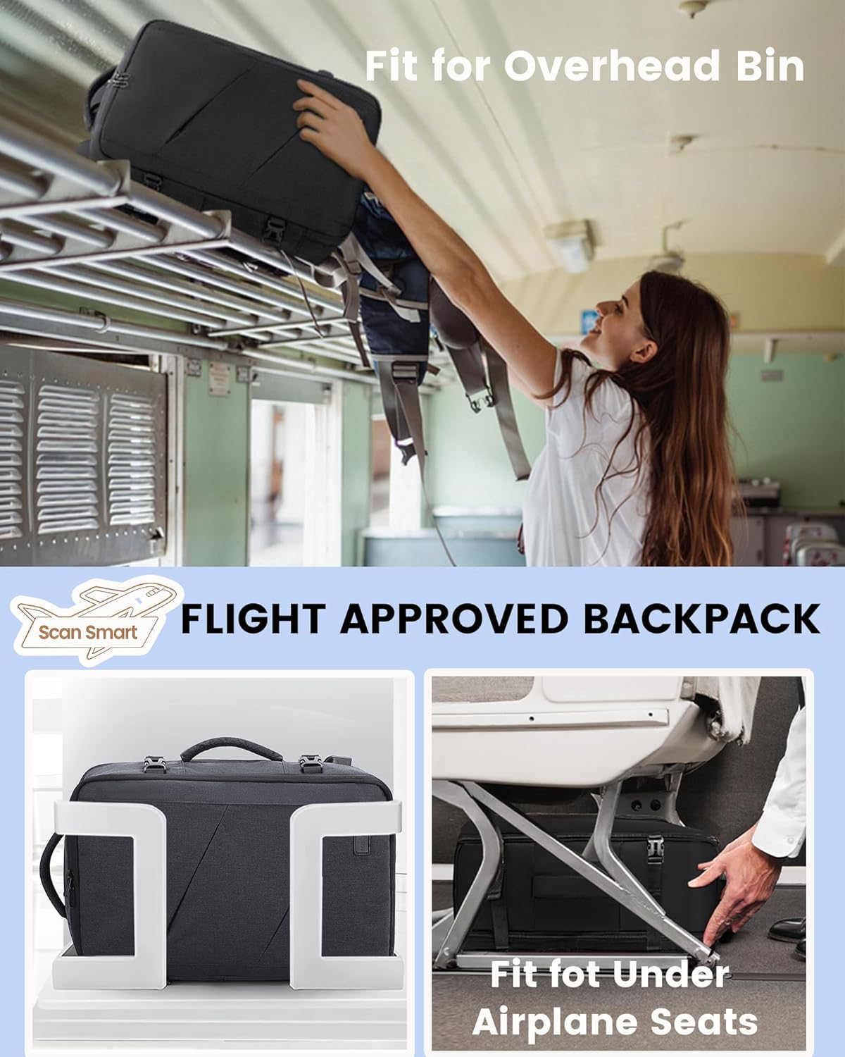 Travel Carry on Backpack for Men Women,Expandable 40L Extra Large Travel Laptop Backpack,Water Resistant Durable TSA Airline Approved Business College Carry on Bag Fit 17 Inch Computer,3 Pcs