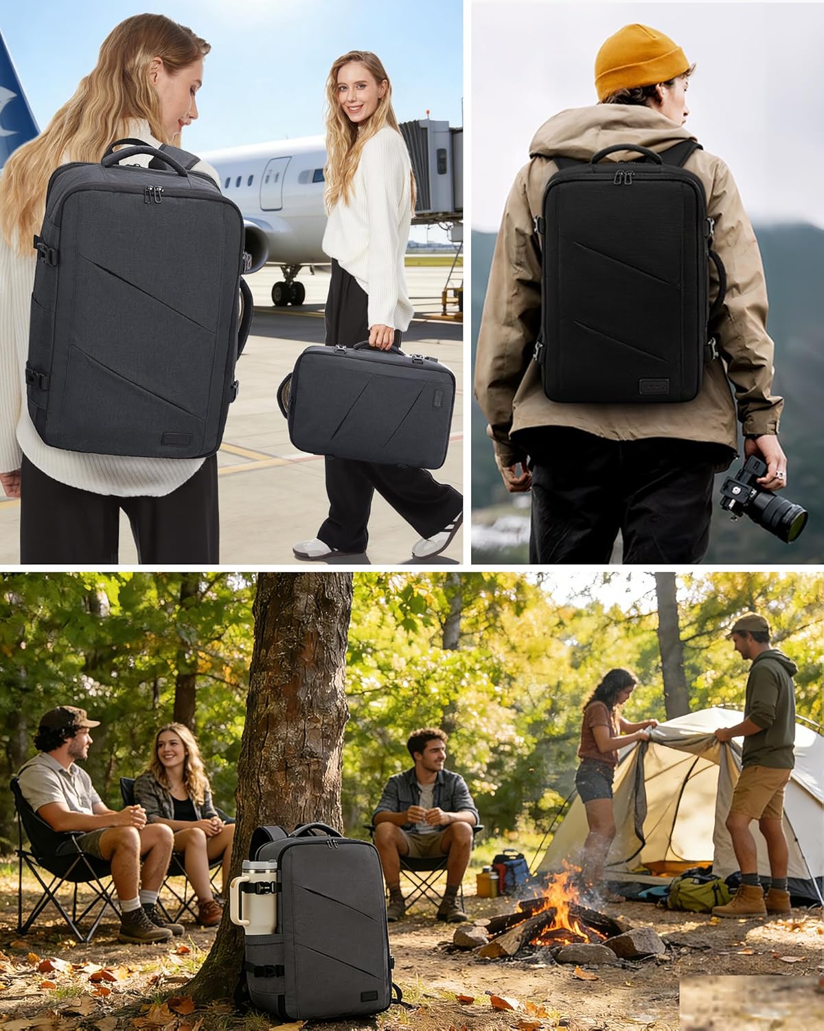 Travel Carry on Backpack for Men Women,Expandable 40L Extra Large Travel Laptop Backpack,Water Resistant Durable TSA Airline Approved Business College Carry on Bag Fit 17 Inch Computer,3 Pcs