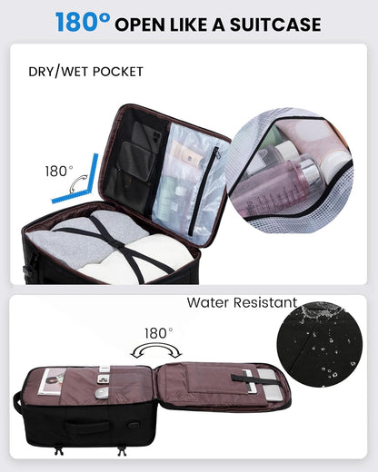Travel Carry on Backpack for Men Women,Expandable 40L Extra Large Travel Laptop Backpack,Water Resistant Durable TSA Airline Approved Business College Carry on Bag Fit 17 Inch Computer,3 Pcs