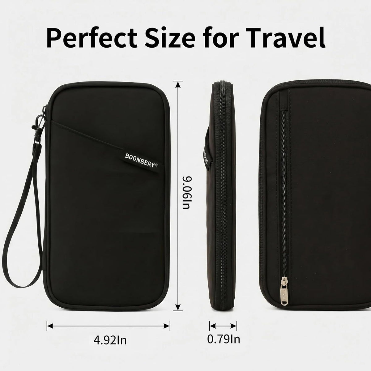 Travel Passport Holder, Water Resistant Travel Document Organizer for Family, Portable Passport Case with Wrist Strap for Travel, Vacation, Business Trip