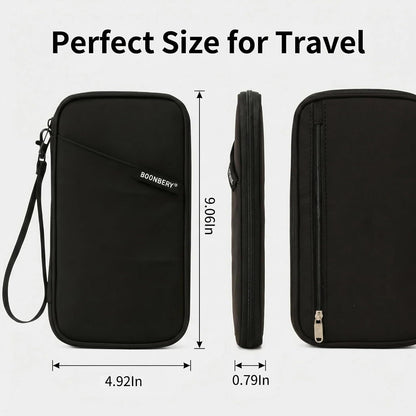 Travel Passport Holder, Water Resistant Travel Document Organizer for Family, Portable Passport Case with Wrist Strap for Travel, Vacation, Business Trip