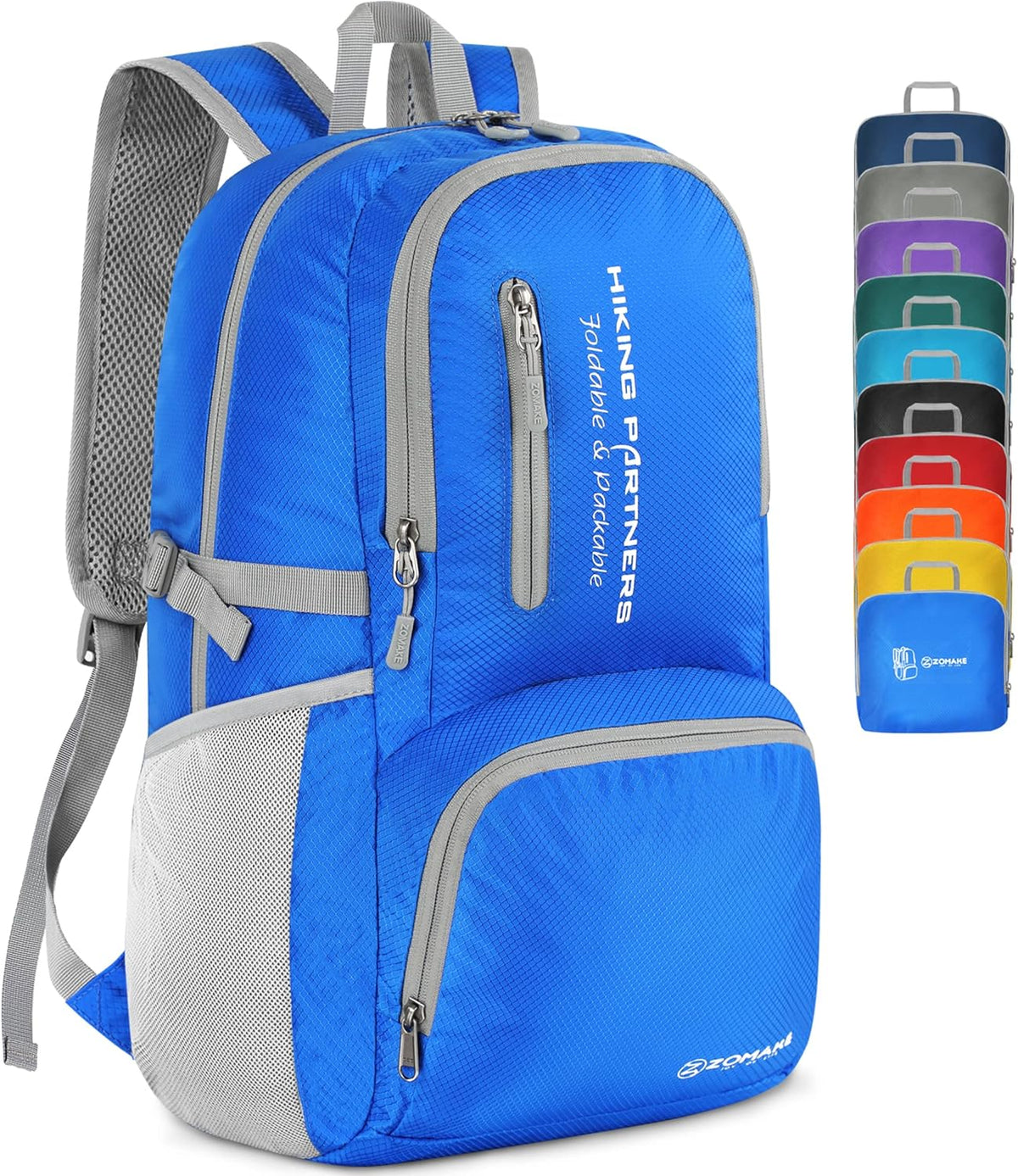 Lightweight Packable Backpack 35L, Foldable Backpacks Water Resistant Collapsible Light Daypack for Hiking(Silver Grey)
