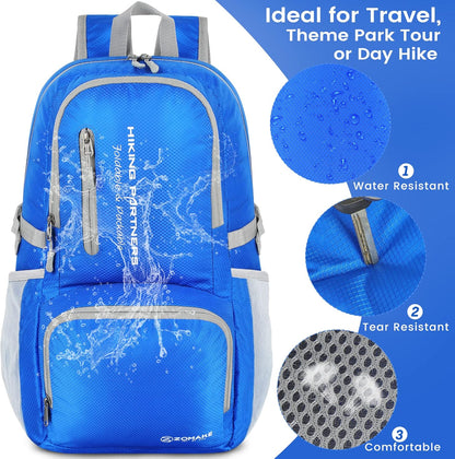 Lightweight Packable Backpack 35L, Foldable Backpacks Water Resistant Collapsible Light Daypack for Hiking(Silver Grey)