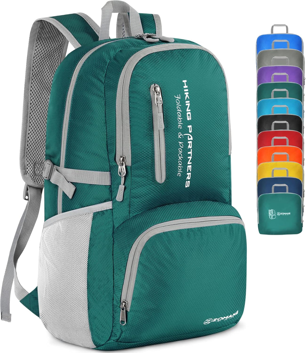Lightweight Packable Backpack 35L, Foldable Backpacks Water Resistant Collapsible Light Daypack for Hiking(Silver Grey)