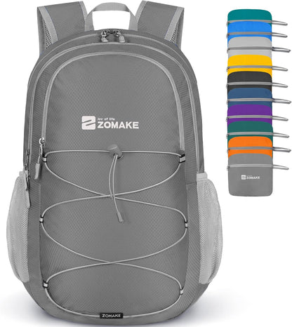 Lightweight Packable Backpack 35L, Foldable Backpacks Water Resistant Collapsible Light Daypack for Hiking(Silver Grey)