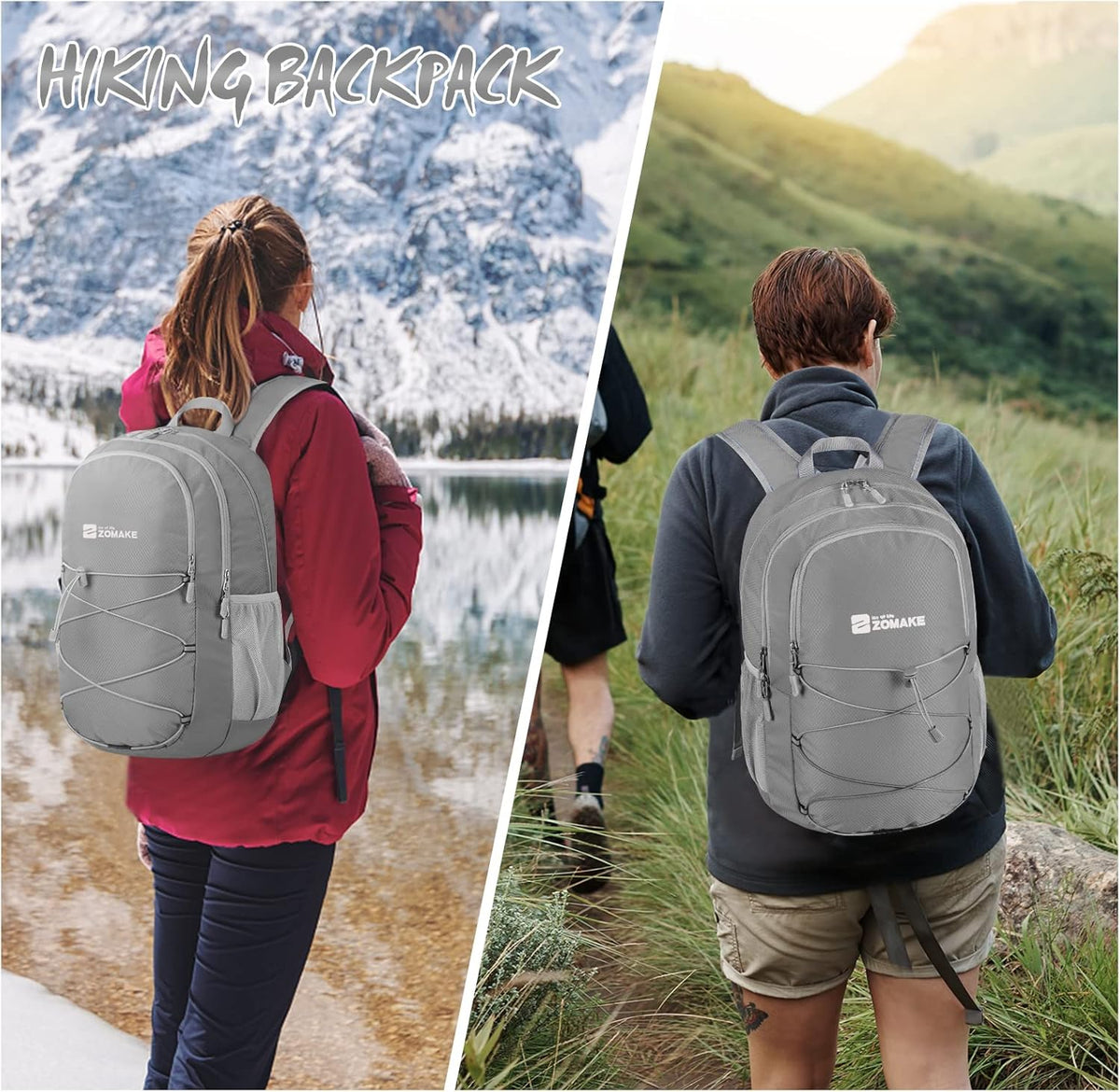 Lightweight Packable Backpack 35L, Foldable Backpacks Water Resistant Collapsible Light Daypack for Hiking(Silver Grey)