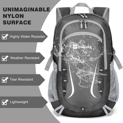 Lightweight Packable Backpack 35L, Foldable Backpacks Water Resistant Collapsible Light Daypack for Hiking(Silver Grey)